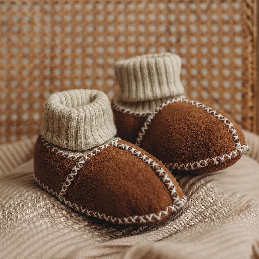 Heitmann Lambskin Sock Booties - Camel-Booties-0-6m-Camel | Natural Baby Shower