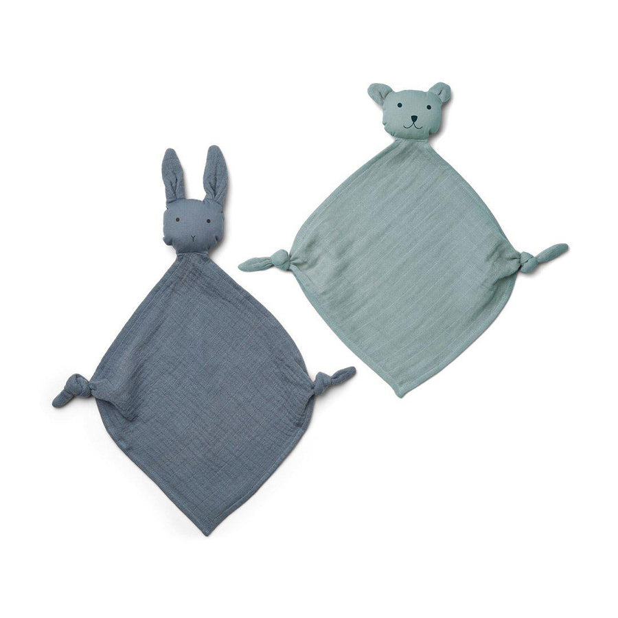 Liewood Yoko Mini Cuddle Cloths - Blue Mix - 2 Pack-Comforters- | Natural Baby Shower