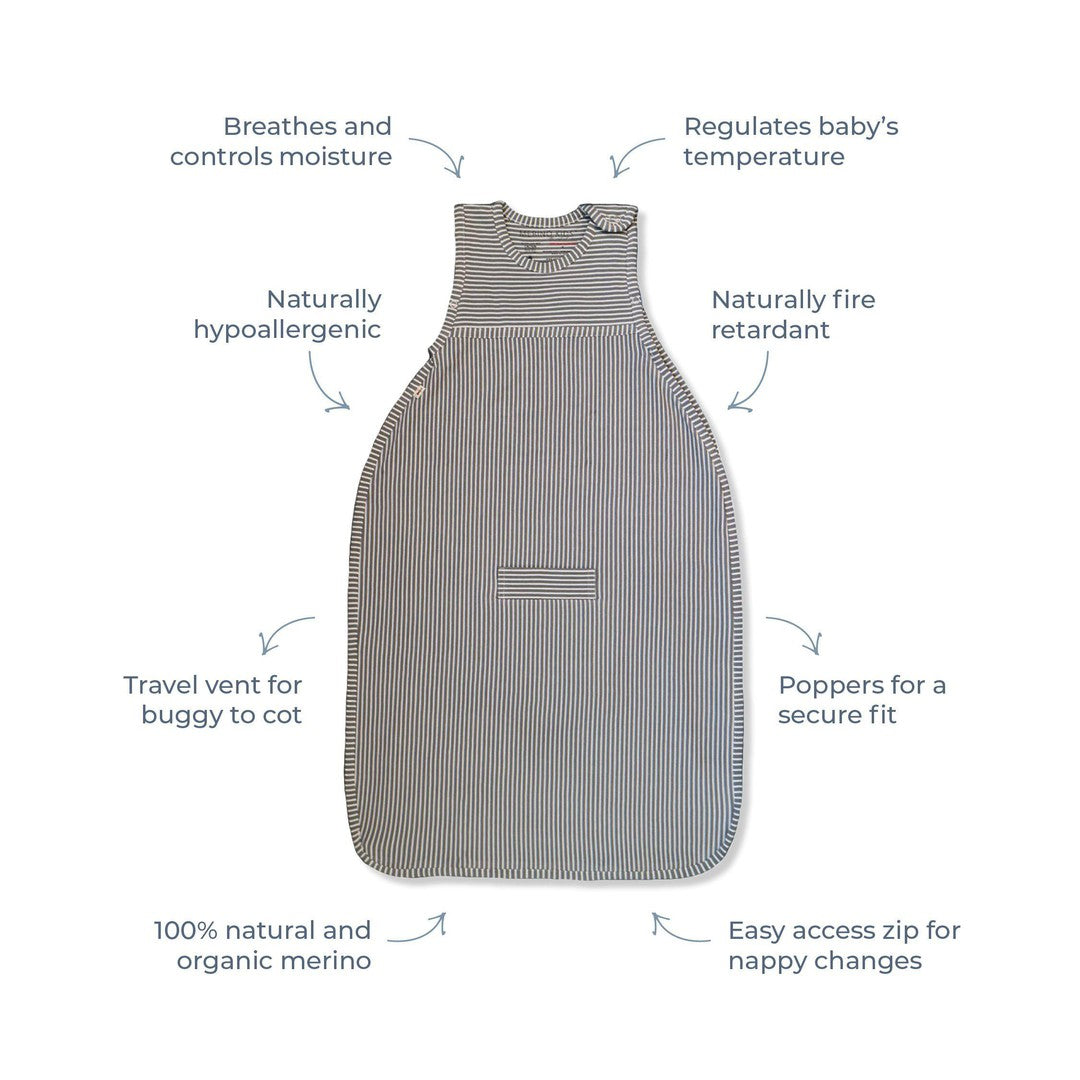 Merino Kids Go Go Sleeping Bag - Standard Weight - Bear - Light Grey-Sleeping Bags-Light Grey-3-24m | Natural Baby Shower