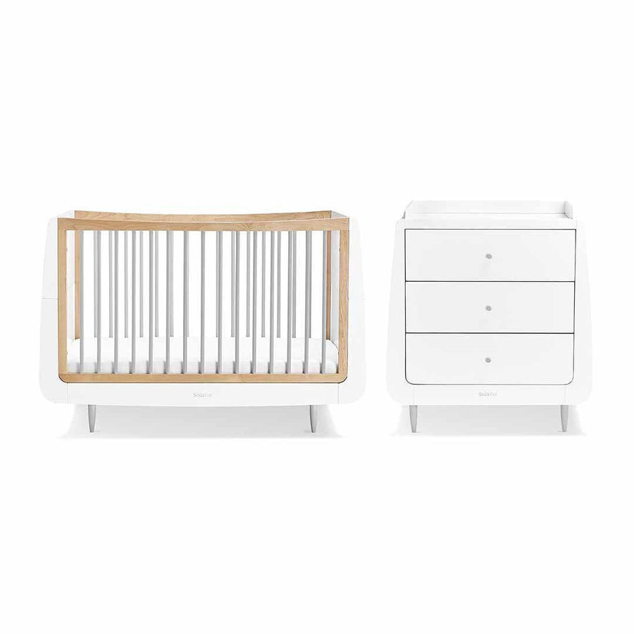 SnuzKot Skandi 2 Piece Nursery Furniture Set - Grey-Nursery Sets-Grey-No Mattress | Natural Baby Shower