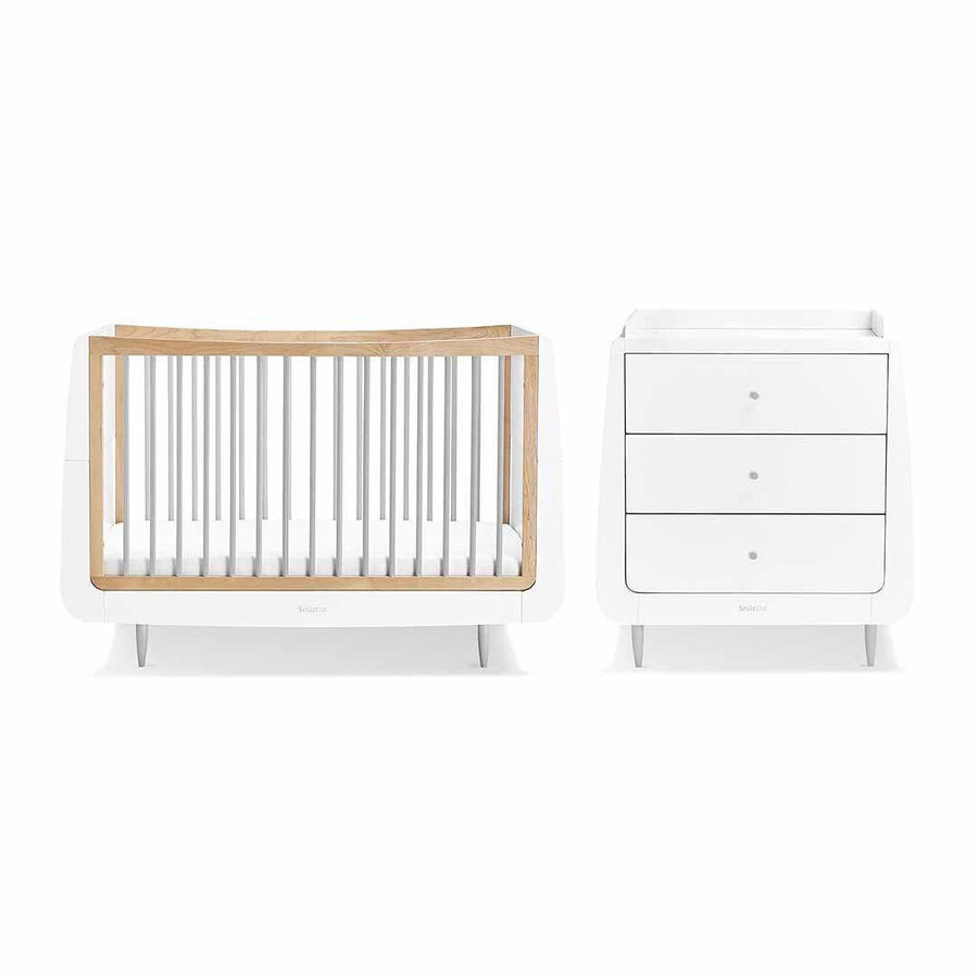 SnuzKot Skandi 2 Piece Nursery Furniture Set - Grey-Nursery Sets- | Natural Baby Shower