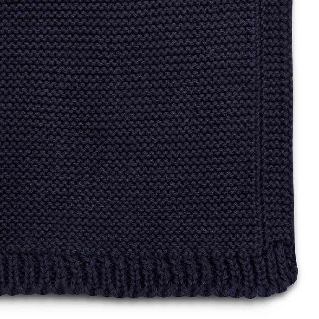 The Little Green Sheep Organic Knitted Cellular Baby Blanket - Midnight-Blankets- | Natural Baby Shower
