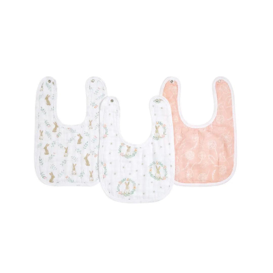 aden + anais Essentials Cotton Muslin Baby Snap Bibs - 3 Pack - Blushing Bunnies-Bibs-Blushing Bunnies- | Natural Baby Shower