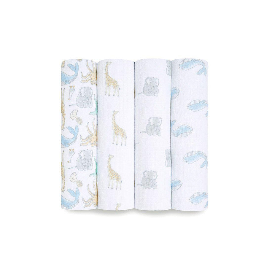aden + anais Essentials Cotton Muslin Swaddle Blankets - Natural History - 4 Pack-Swaddling Wraps-Natural History- | Natural Baby Shower