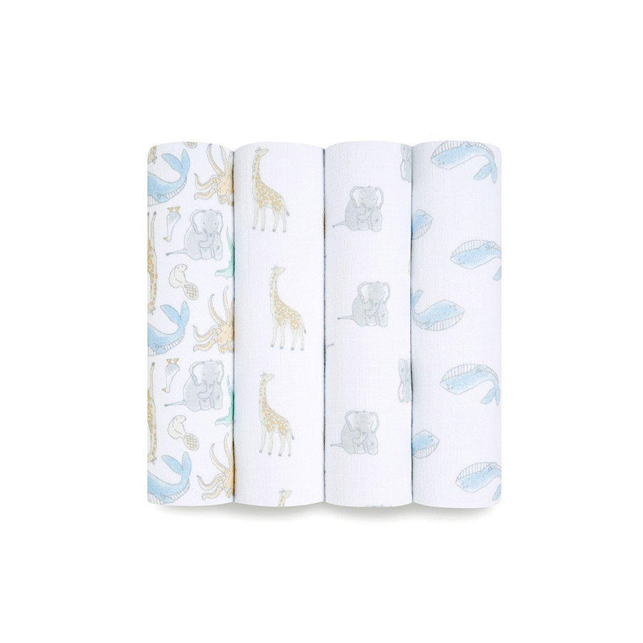 aden + anais Essentials Cotton Muslin Swaddle Blankets - Natural History - 4 Pack-Muslin Wraps-Natural History- | Natural Baby Shower