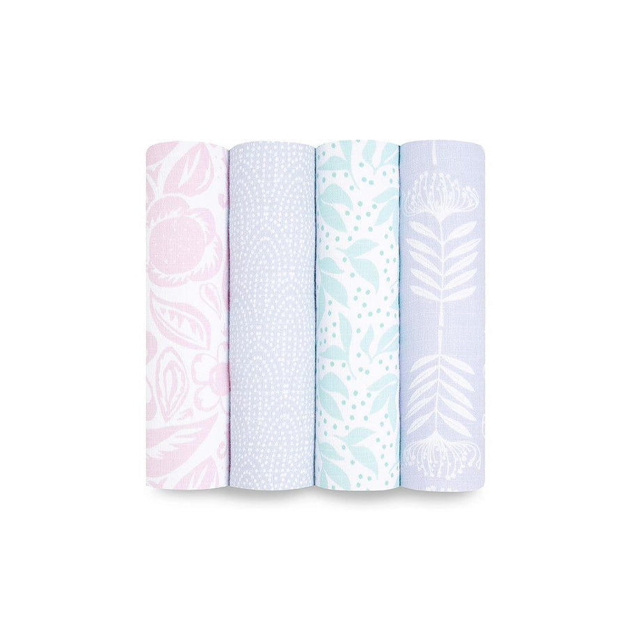 aden + anais Essentials Muslin Swaddles - Damsel - 4 Pack-Swaddling Wraps- | Natural Baby Shower