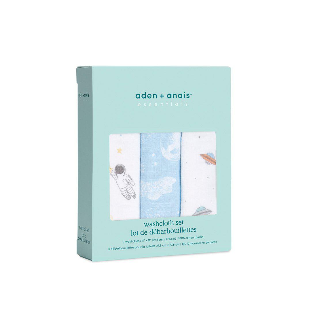 aden + anais Essentials Muslin Washcloths - Space Explorers - 3 Pack-Washcloths-Space Explorers- | Natural Baby Shower