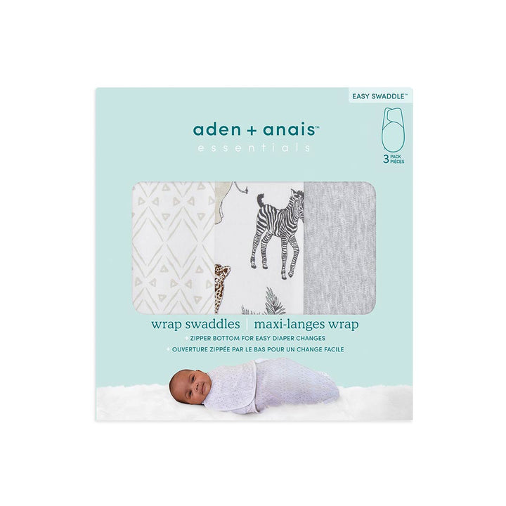 aden + anais Essentials Wrap Swaddles - Toile - 3 Pack-Shaped Swaddles-Toile-0-3m | Natural Baby Shower