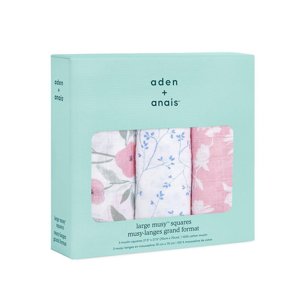 aden + anais Muslin Squares - Mon Fleur - 3 Pack-Muslin Squares-Mon Fleur- | Natural Baby Shower