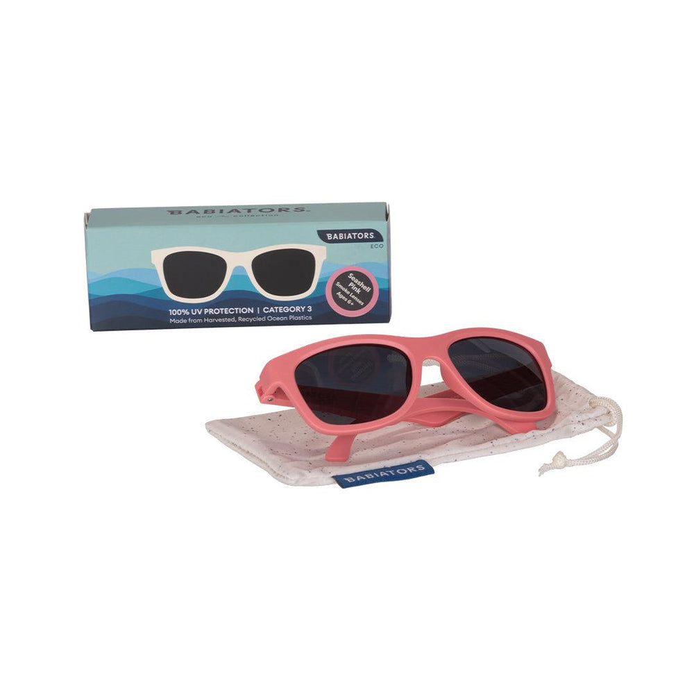 Babiators Eco Original Navigator Sunglasses - Seashell Pink-Sunglasses-Seashell Pink-0-2 (Junior) | Natural Baby Shower