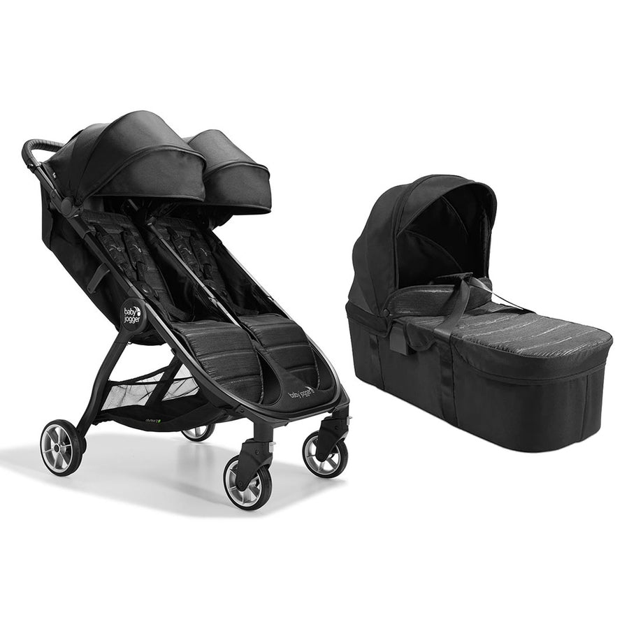 Baby Jogger City Tour 2 Double Pushchair + Carrycot Bundle - Pitch Black-Stroller Bundles-Pitch Black- | Natural Baby Shower