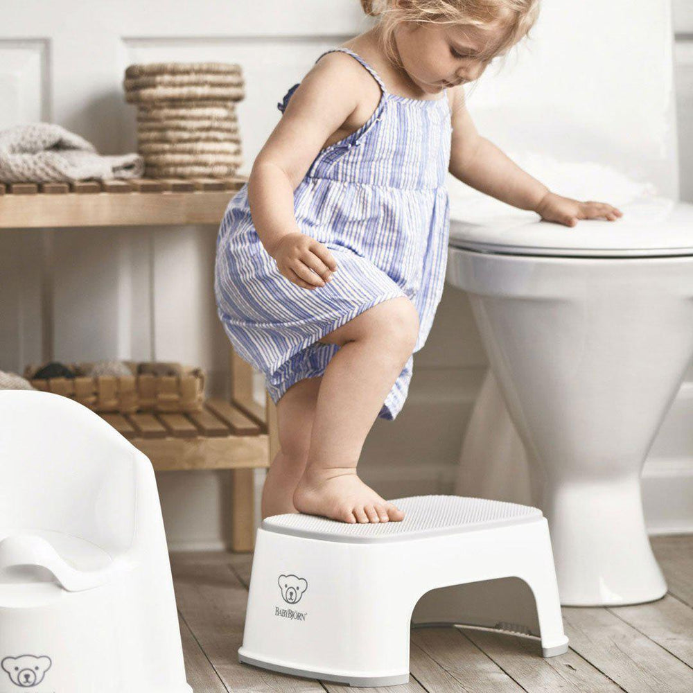 BabyBjorn Step Stool - White + Grey-Step Stools- | Natural Baby Shower