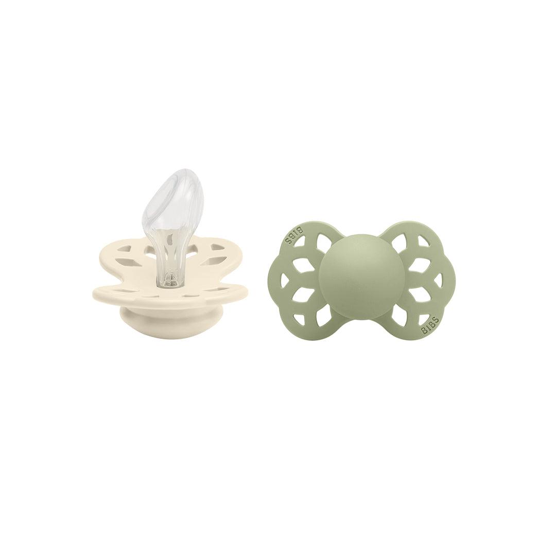 BIBS Infinity Anatomical Pacifier - 2 Pack - Ivory/Sage - Silicone-Pacifiers-Ivory/Sage-Size 2 | Natural Baby Shower