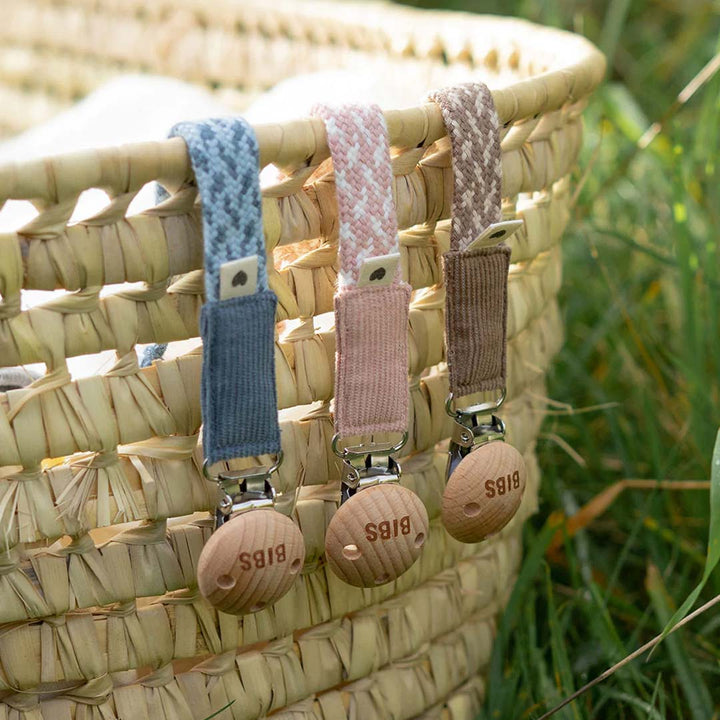 BIBS Paci Braid Pacifier Clip - Cloud + Iron-Pacifier Clips- | Natural Baby Shower