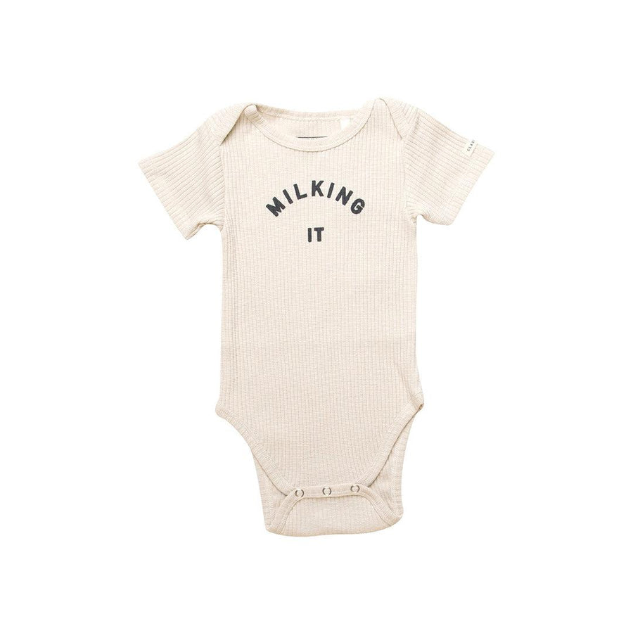 Claude & Co "Milking It" Short Sleeve Bodysuit - Oat-Bodysuits-Oat-0-3m | Natural Baby Shower
