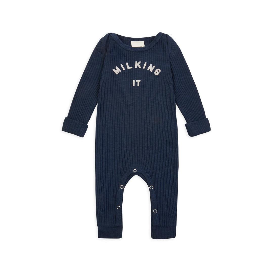 Claude & Co Milking It Onesie - Navy-Bodysuits-Navy-0-3m | Natural Baby Shower