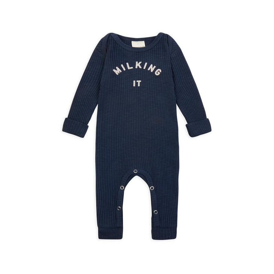 Claude & Co Milking It Onesie - Navy-Rompers-Navy-0-3m | Natural Baby Shower