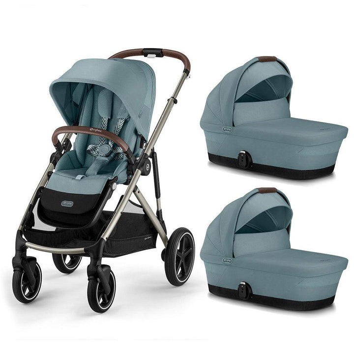 CYBEX Gazelle S Twin Pushchair - Sky Blue-Strollers-Sky Blue-2x Carrycot | Natural Baby Shower