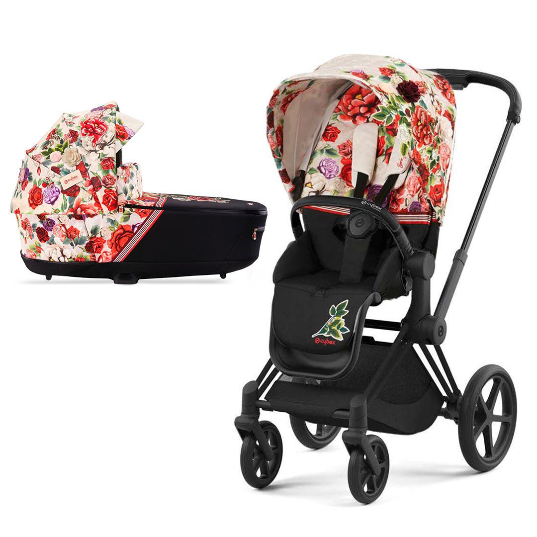 CYBEX Priam Pushchair - Spring Blossom - Light (2022)-Strollers-Matt Black-Lux | Natural Baby Shower