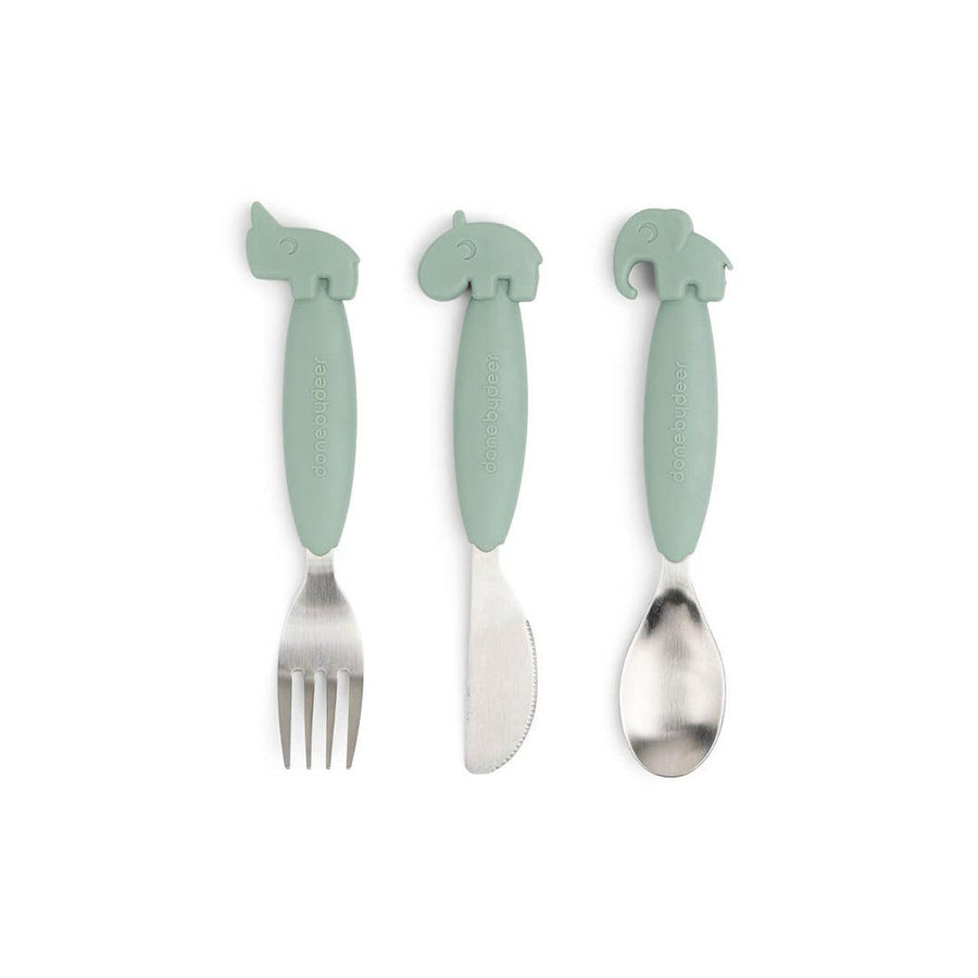 Done by Deer Easy-Grip Cutlery Set - Green - Deer Friends-Cutlery-Green- | Natural Baby Shower