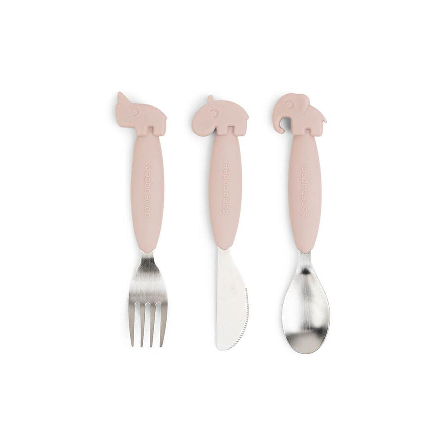 Done by Deer Easy-Grip Cutlery Set - Powder - Deer Friends-Cutlery-Powder- | Natural Baby Shower