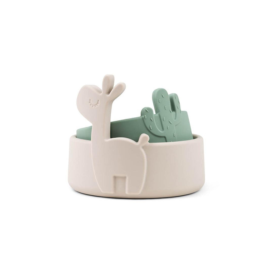 Done by Deer Silicone Bowl Set 2 Pieces - Sand/Green - Lalee-Bowls-Sand/Green- | Natural Baby Shower
