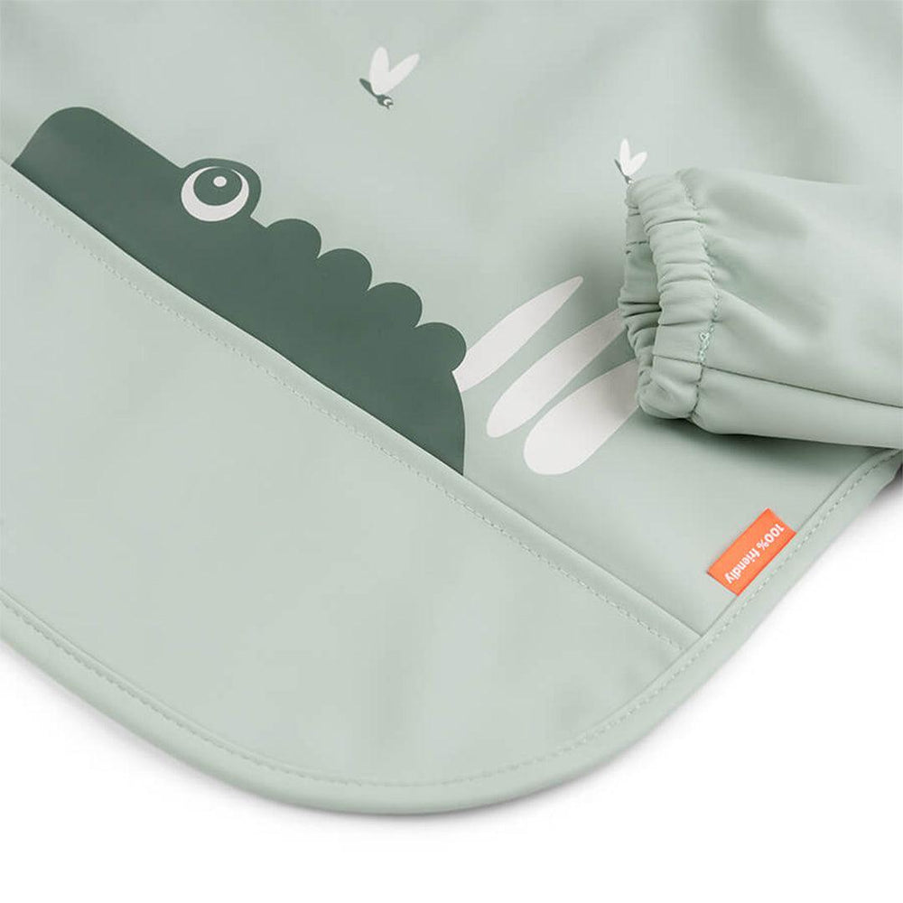 Done by Deer Sleeved Pocket Bib - Green - Croco-Bibs-Green- | Natural Baby Shower