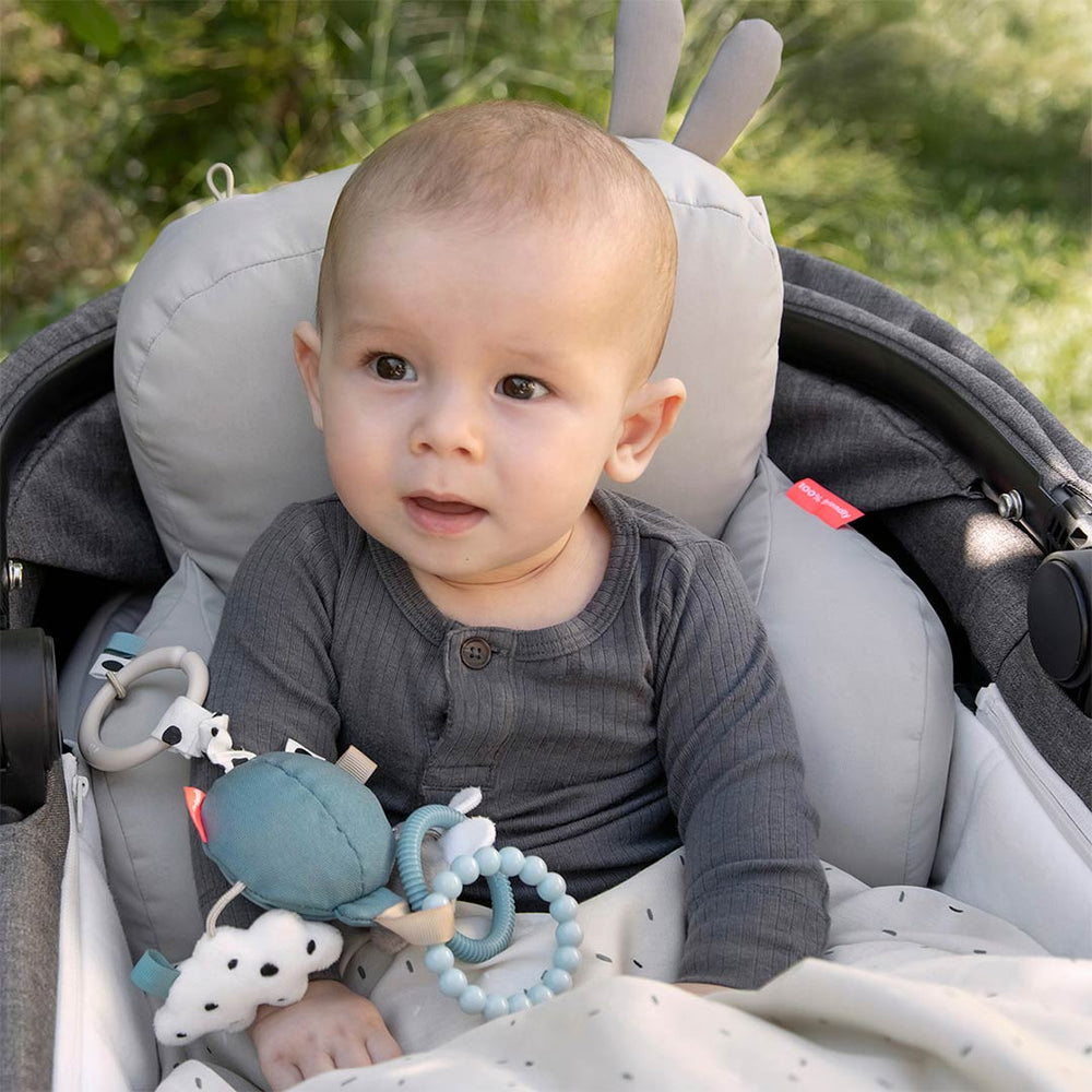 Done by Deer To Go Activity Mirror - Blue - Happy Clouds-Pram Toys-Blue- | Natural Baby Shower