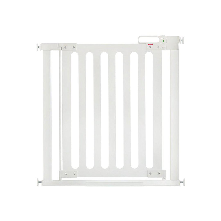 Fred Pressure Fit Stairgate - White Wood Panel/Pure White Fittings-Home Safety-White Wood Panel/Pure White Fittings- | Natural Baby Shower