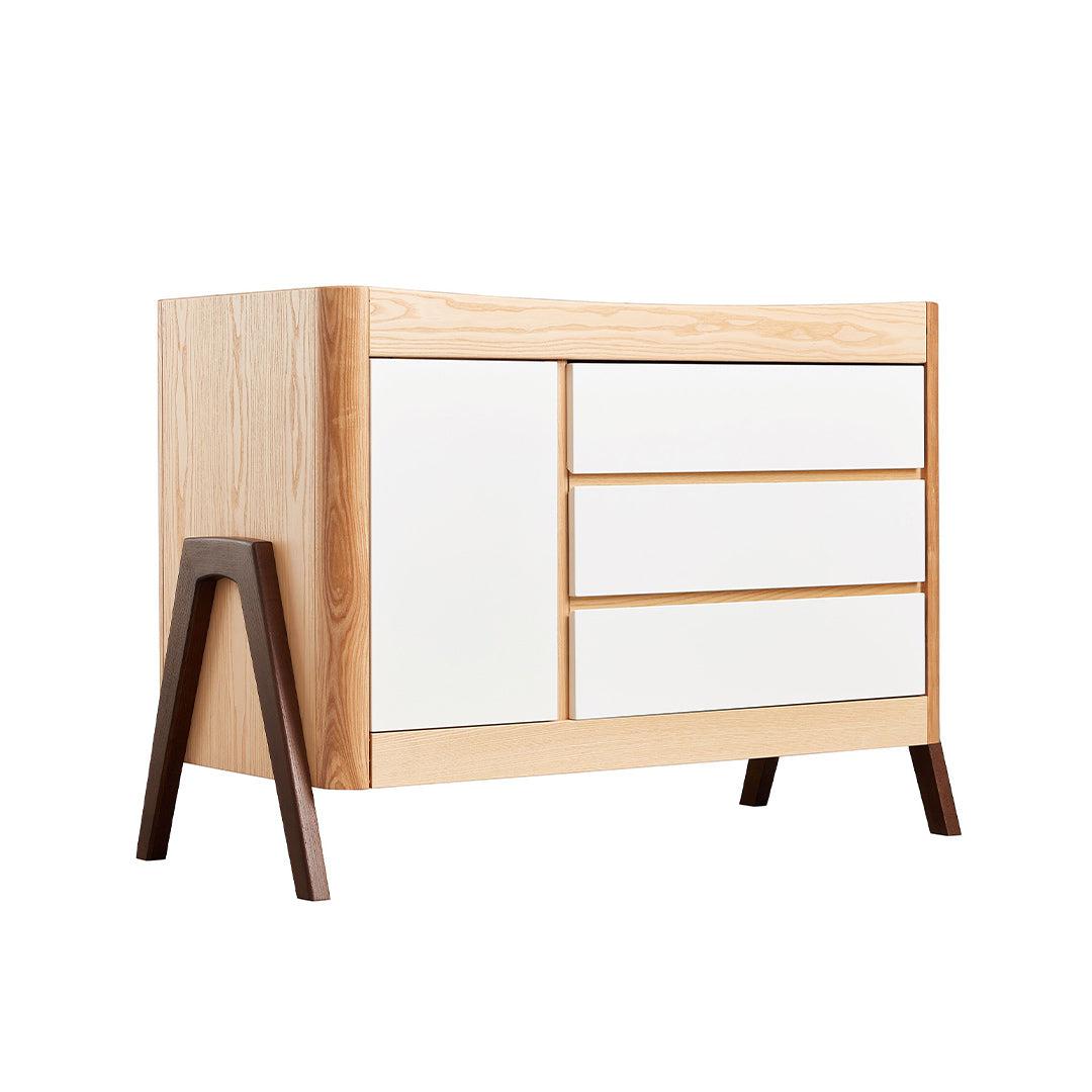 Gaia Baby Hera Cot Bed + Dresser Two Piece Bundle - Natural + Walnut-Nursery Sets- | Natural Baby Shower