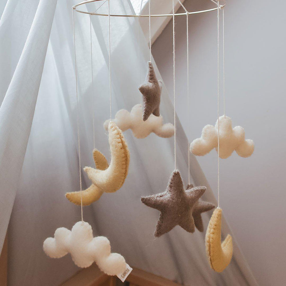 GAMCHA Mobile - Moon/Cloud/Star - Grey-Baby Mobiles- | Natural Baby Shower