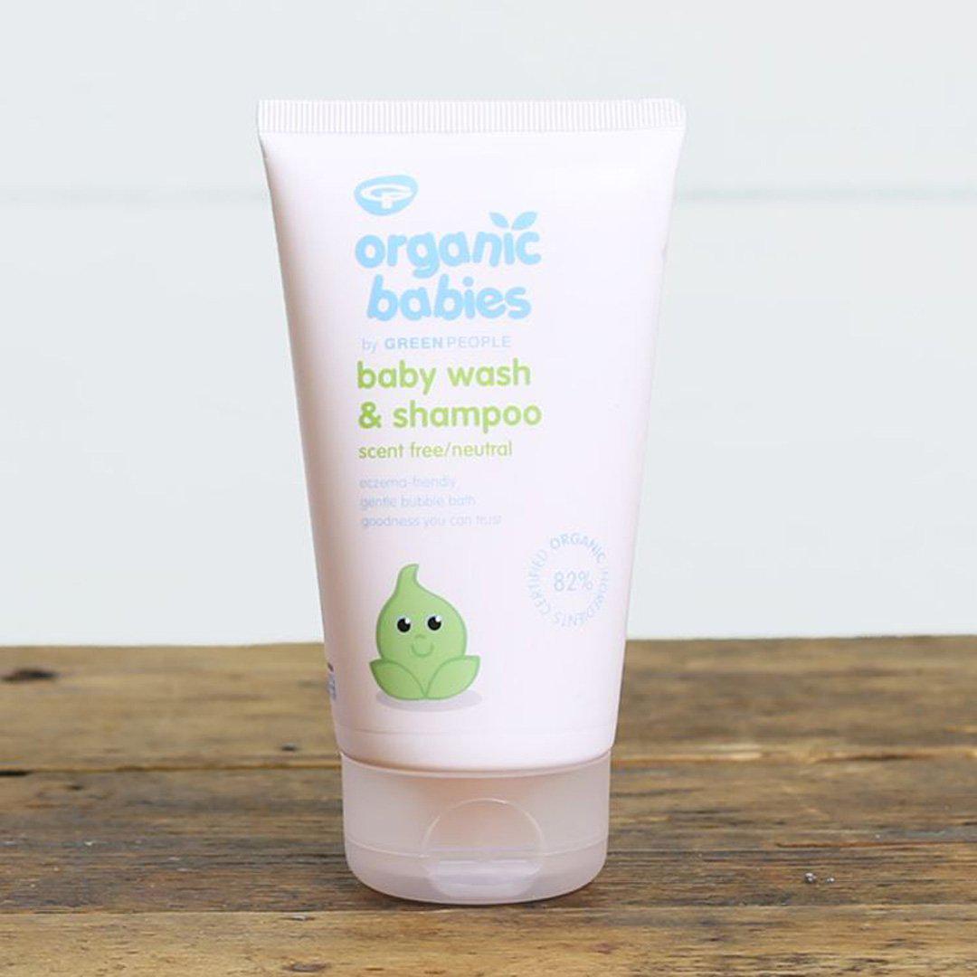 Green People Organic Babies Bath Wash & Shampoo - Scent Free - 150ml-Face + Bodywash- | Natural Baby Shower