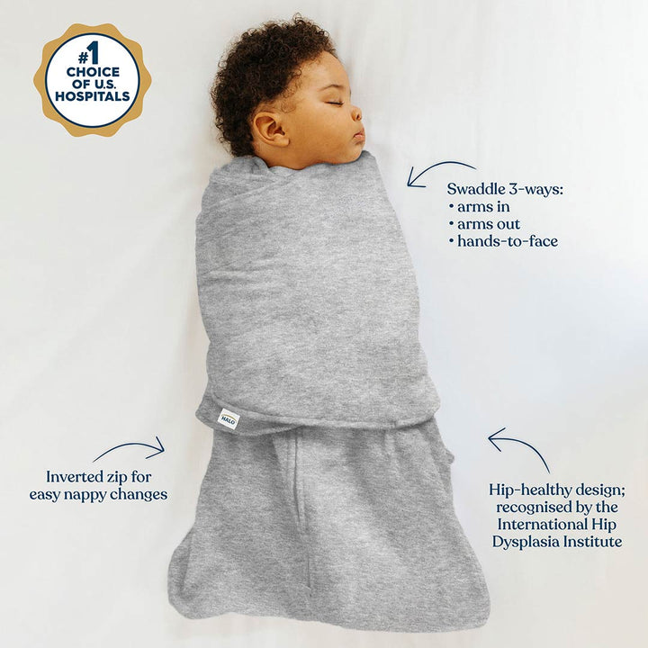 HALO SleepSack Swaddle - Grey - TOG 1.5-Sleepsack Swaddles-Grey-0-3m | Natural Baby Shower