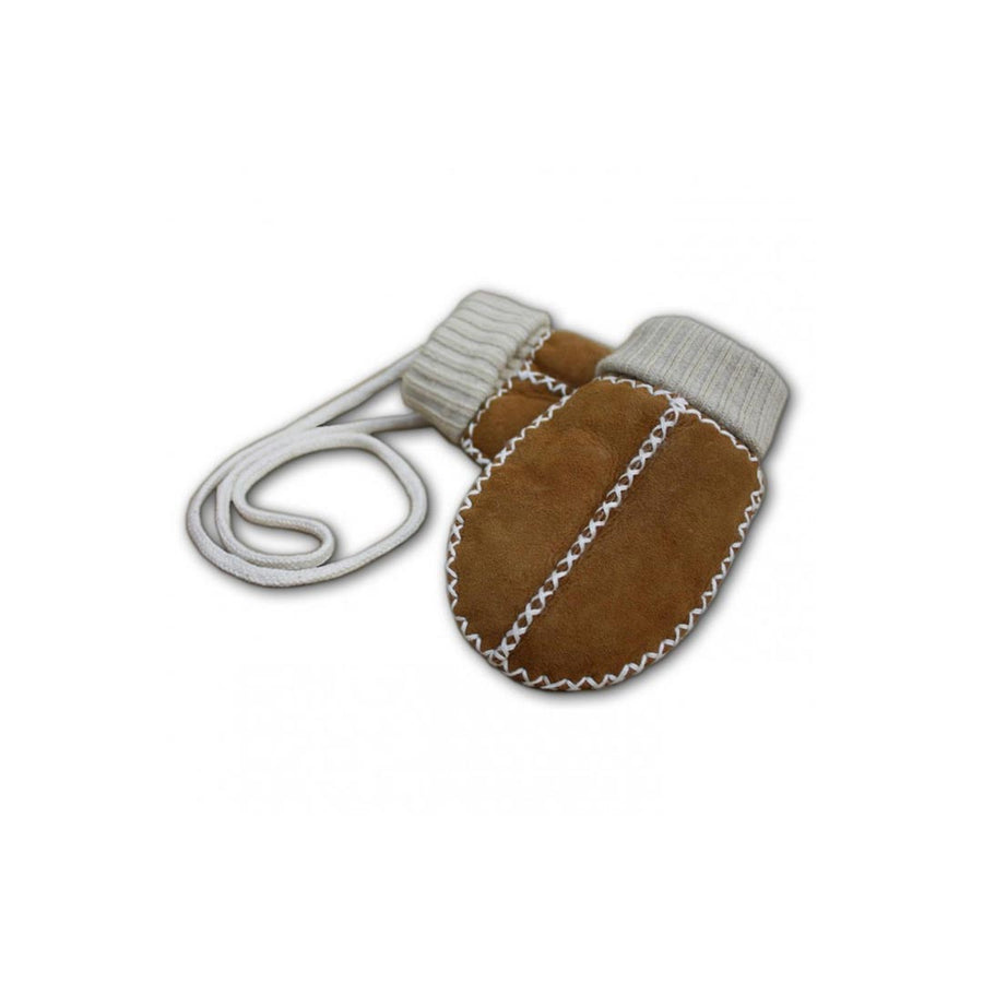 Heitmann Cuffed Lambskin Baby Mittens - Camel-Gloves + Mittens-Camel- | Natural Baby Shower