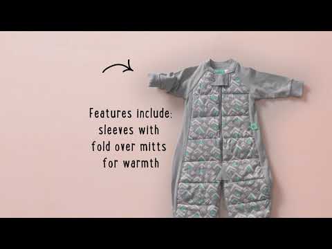 ergoPouch Organic Winter Long Sleeved 2 in 1 Sleeping Suit Bag - Sage - 2.5 TOG