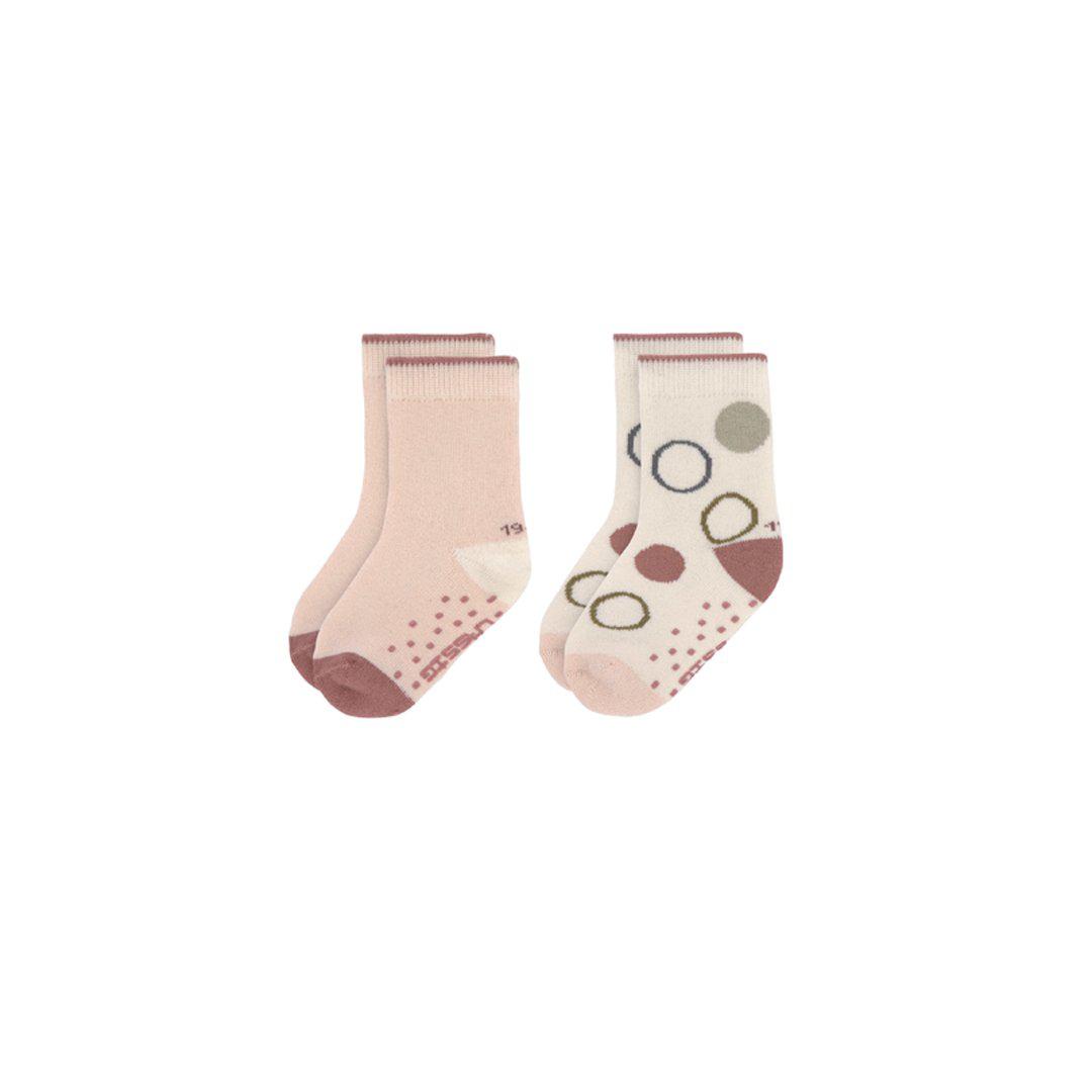 The Lassig Anti Slip Socks in Off White Powder Pink 2 Pack Natural Baby Shower