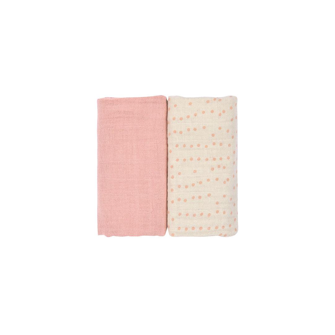 Lassig Swaddle + Burp Blanket 2 Pack Rose Natural Baby Shower