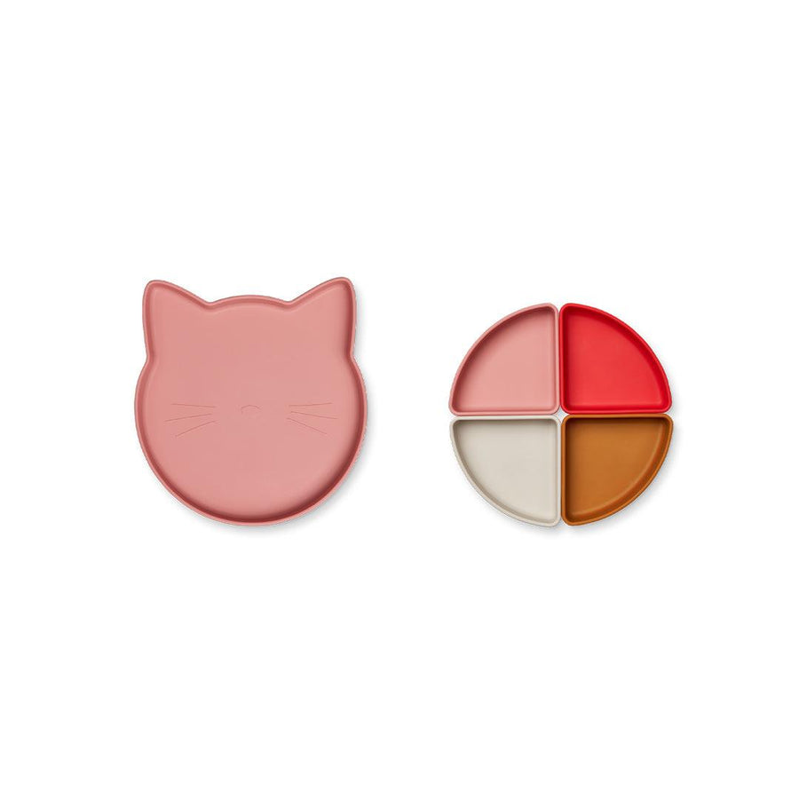 Liewood Arne Divider Plate - Cat - Dusty Raspberry Multi Mix-Plates- | Natural Baby Shower