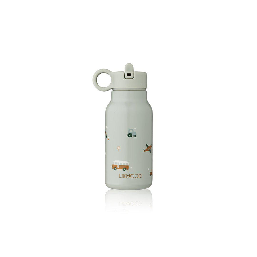 Liewood Falk Water Bottle - Vehicles - Dove Blue Mix-Drinking Bottles-Dove Blue Mix-250ml | Natural Baby Shower