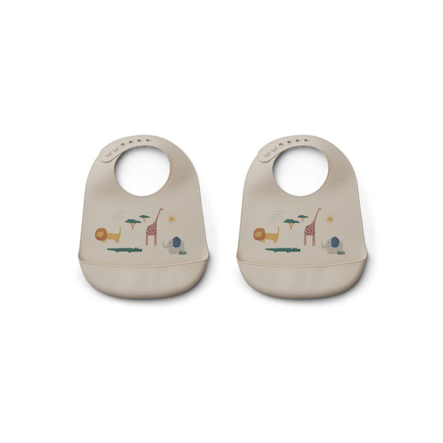 Liewood Tilda Silicone Bibs - Safari Sandy Mix - 2 Pack-Bibs-Safari Sandy Mix- | Natural Baby Shower