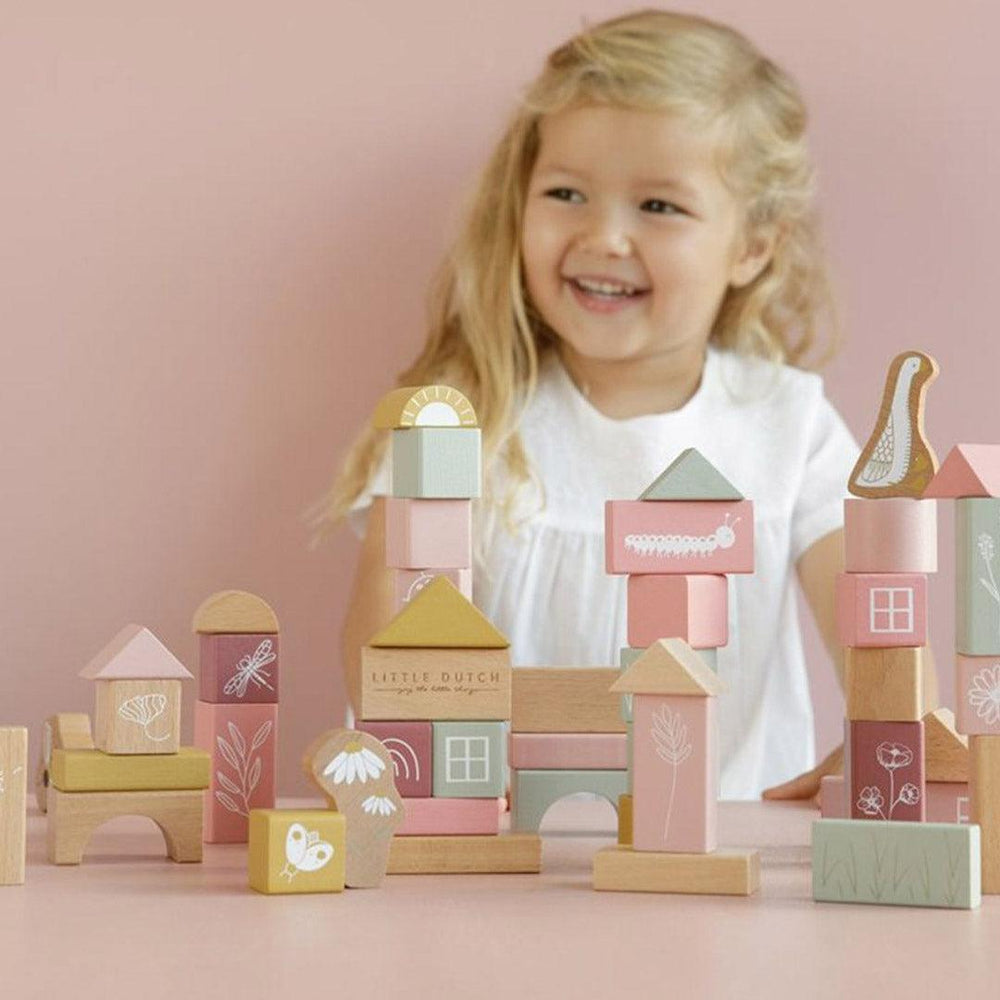 Little Dutch Wooden Building Blocks - Pink-Stacking Toys- | Natural Baby Shower