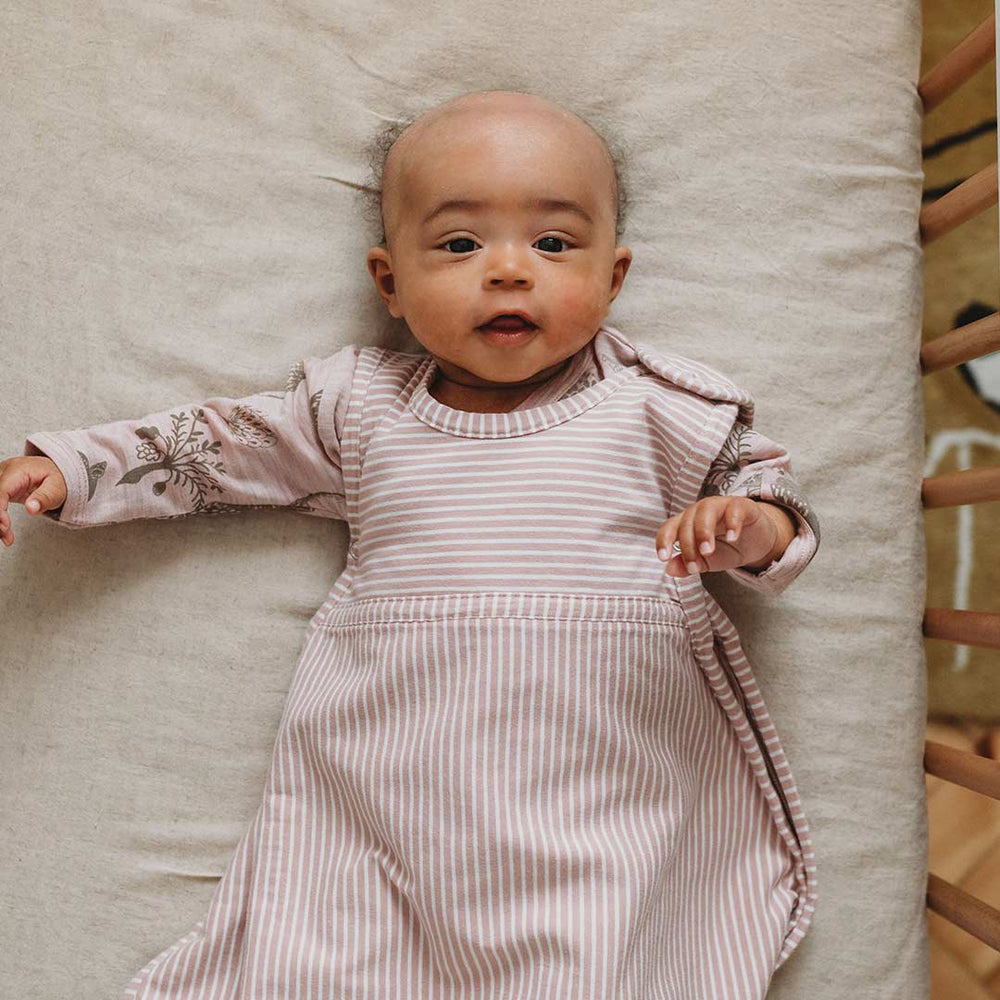 Merino Kids Go Go Sleeping Bag - Standard Weight - Misty Rose Stripe-Sleeping Bags-Misty Rose-3-24m | Natural Baby Shower