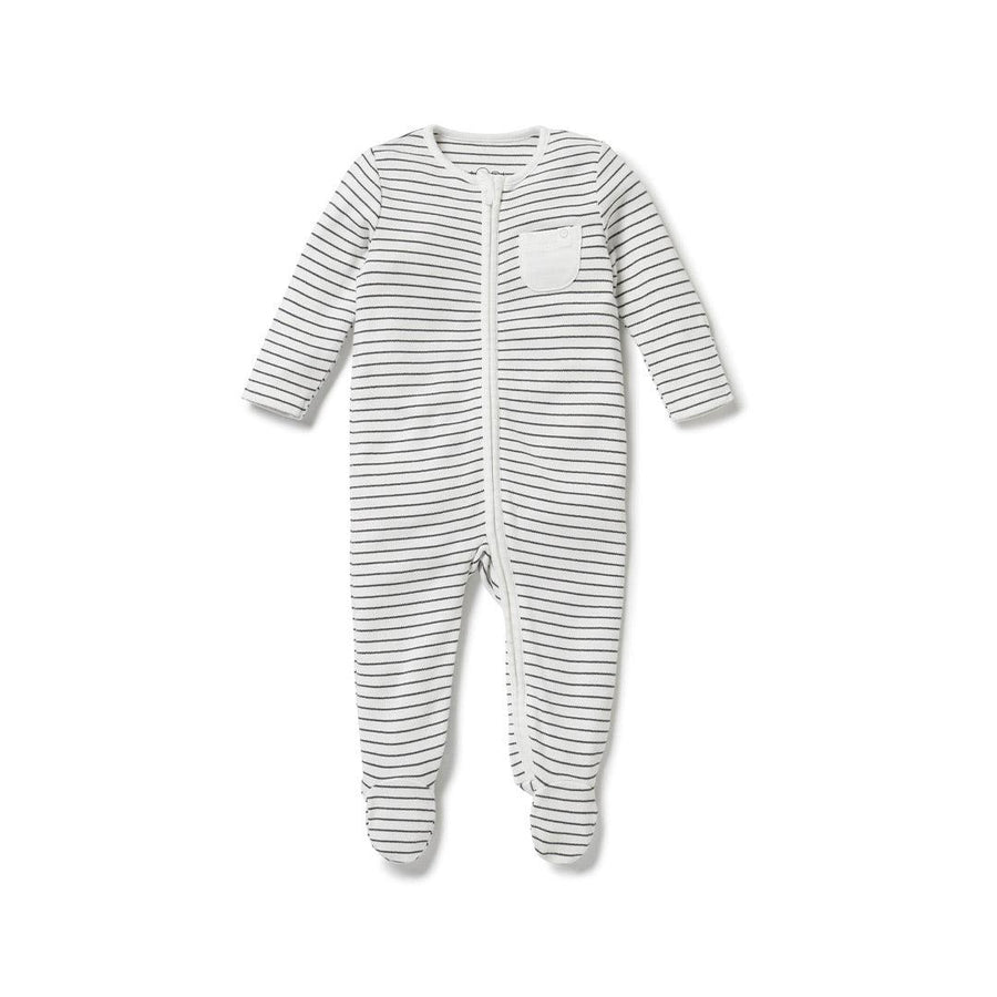 MORI Clever Zip Sleepsuit - Grey Stripe-Sleepsuits-Grey Stripe-NB | Natural Baby Shower