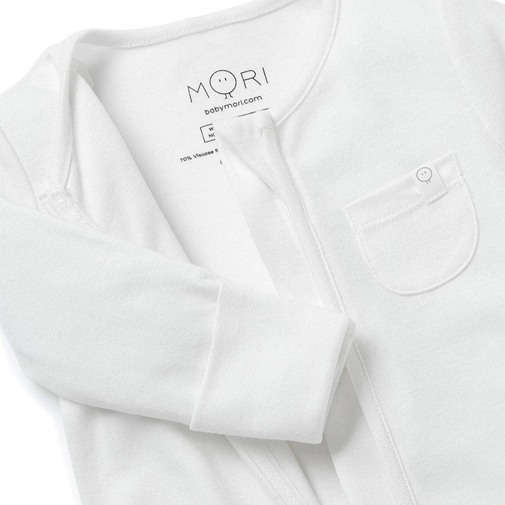 MORI Clever Zip Sleepsuit - White-Sleepsuits-White-NB | Natural Baby Shower