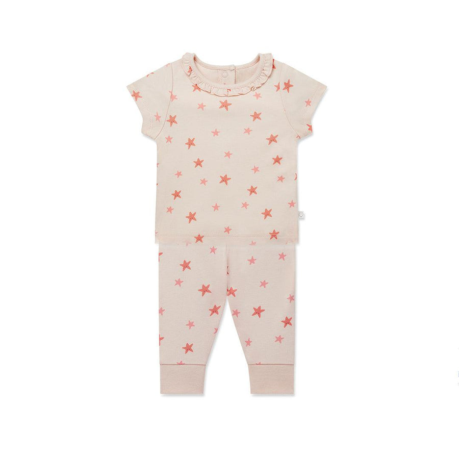 MORI Frilled Summer Pyjamas - Starfish-Pyjamas-Starfish-3-6m | Natural Baby Shower