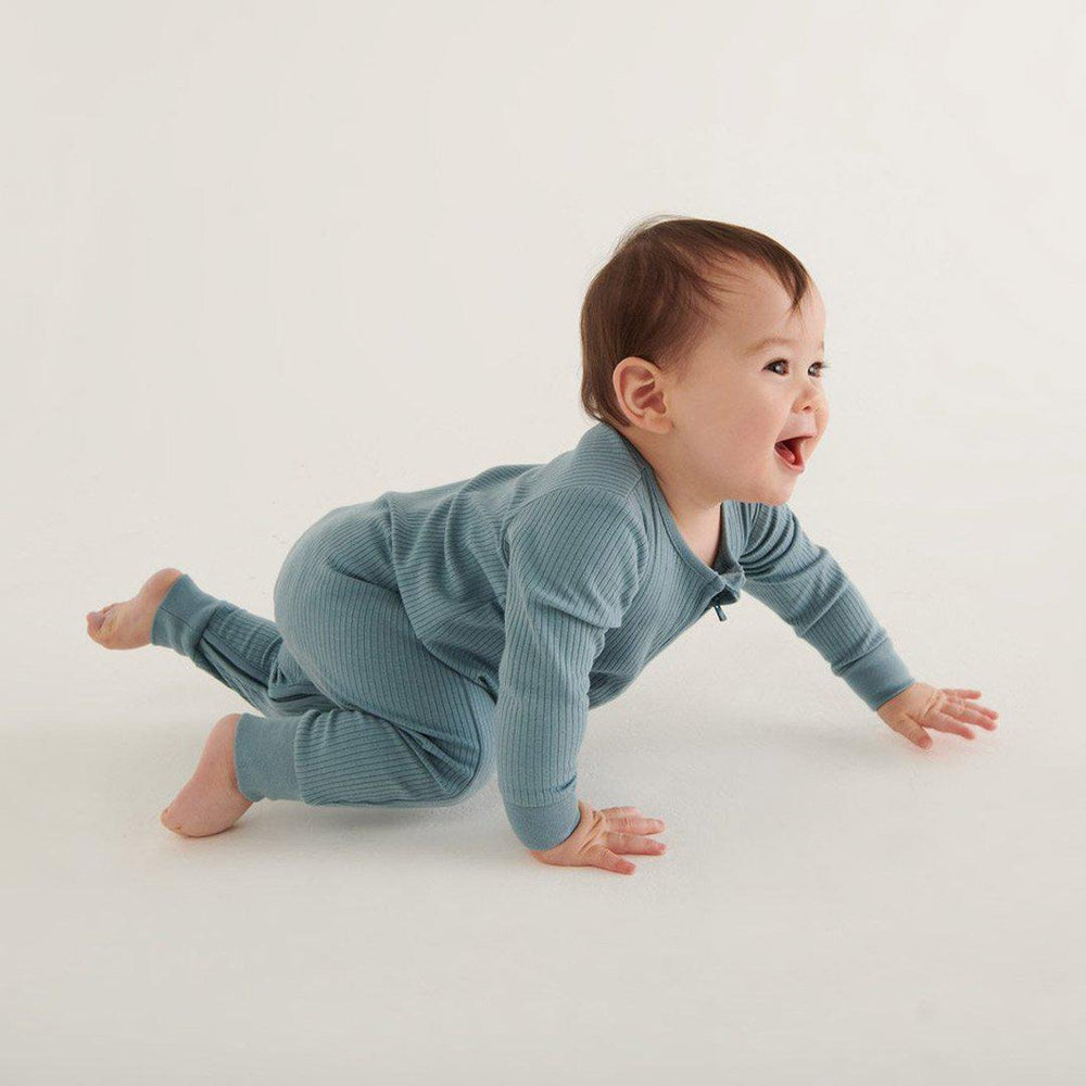 MORI Ribbed Clever Zip Sleepsuit - Blue-Sleepsuits-Blue-NB | Natural Baby Shower