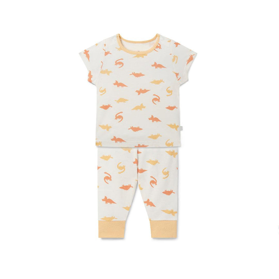 MORI Short Sleeve Pyjamas - Orange Dino-Pyjamas-Orange Dino-12-18m | Natural Baby Shower
