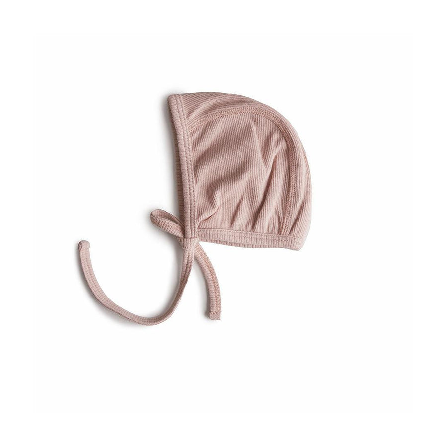 Mushie Ribbed Baby Bonnet - Blush-Hats-Blush-0-3m | Natural Baby Shower