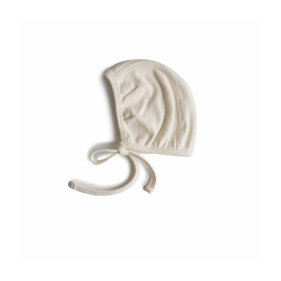 Mushie Ribbed Baby Bonnet - Ivory-Hats-Ivory-0-3m | Natural Baby Shower