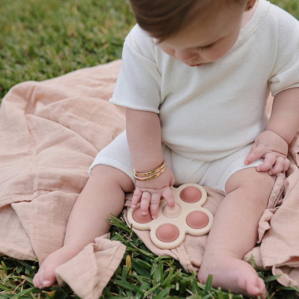 Mushie Flower Press Toy - Rose/Blush/Shifting Sand-Baby Sensory- | Natural Baby Shower